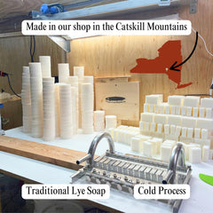 Trout Creek Soaps packaging shows minimal biodegradable materials for eco-friendly use