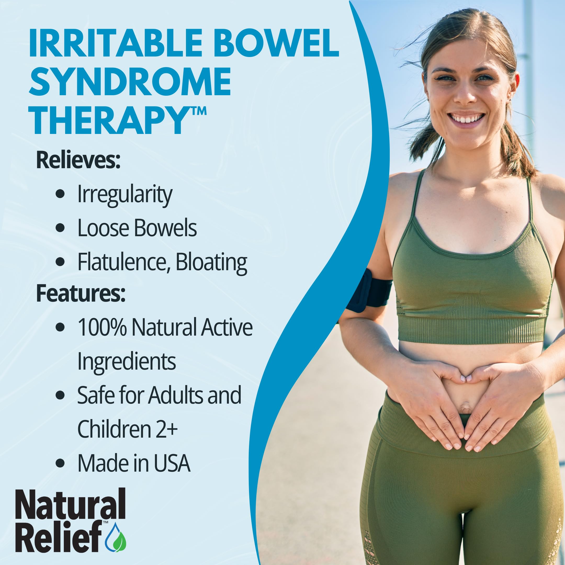 TRP The Relief Products IBS Therapy bottle on shelf for easy access.