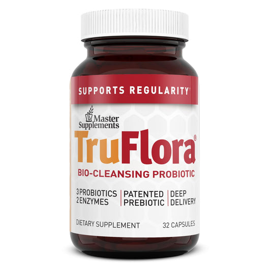 TruFlora 32-capsule bottle front label showing probiotic blend