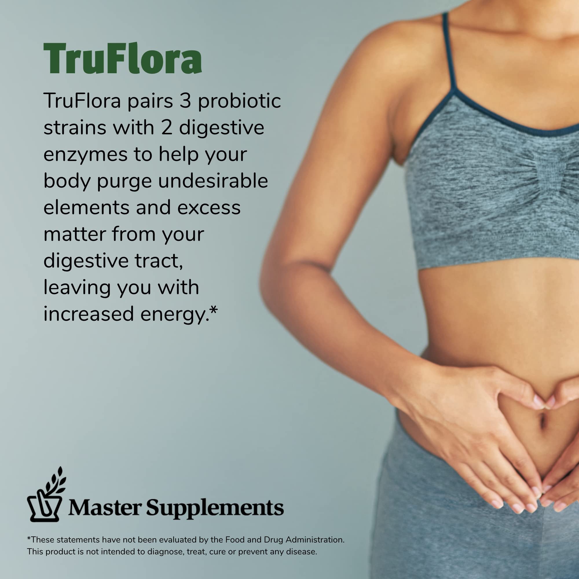 Nutrition label on TruFlora packaging for gut health