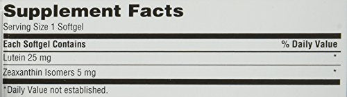 Nutrition facts panel for TruNature Vision Softgels