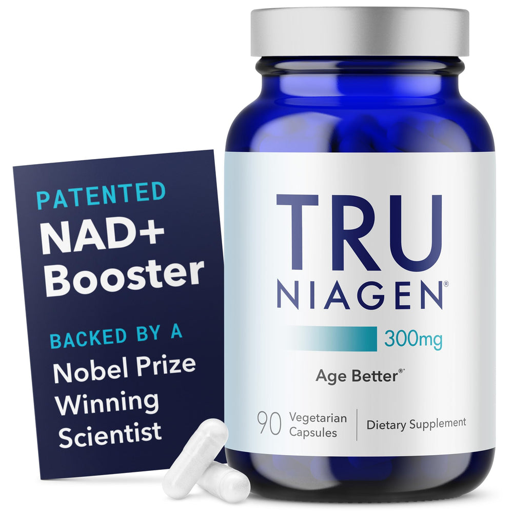 TRU NIAGEN NAD+ supplement bottle with label facing forward