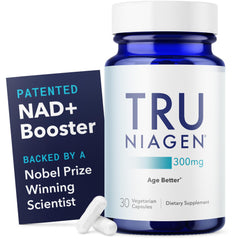 TRU NIAGEN bottle label showing 300 mg NR and 30 servings