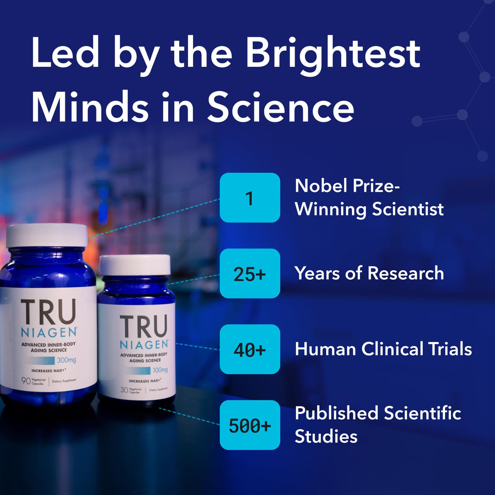 TRU NIAGEN capsules poured from the bottle highlight easy daily use