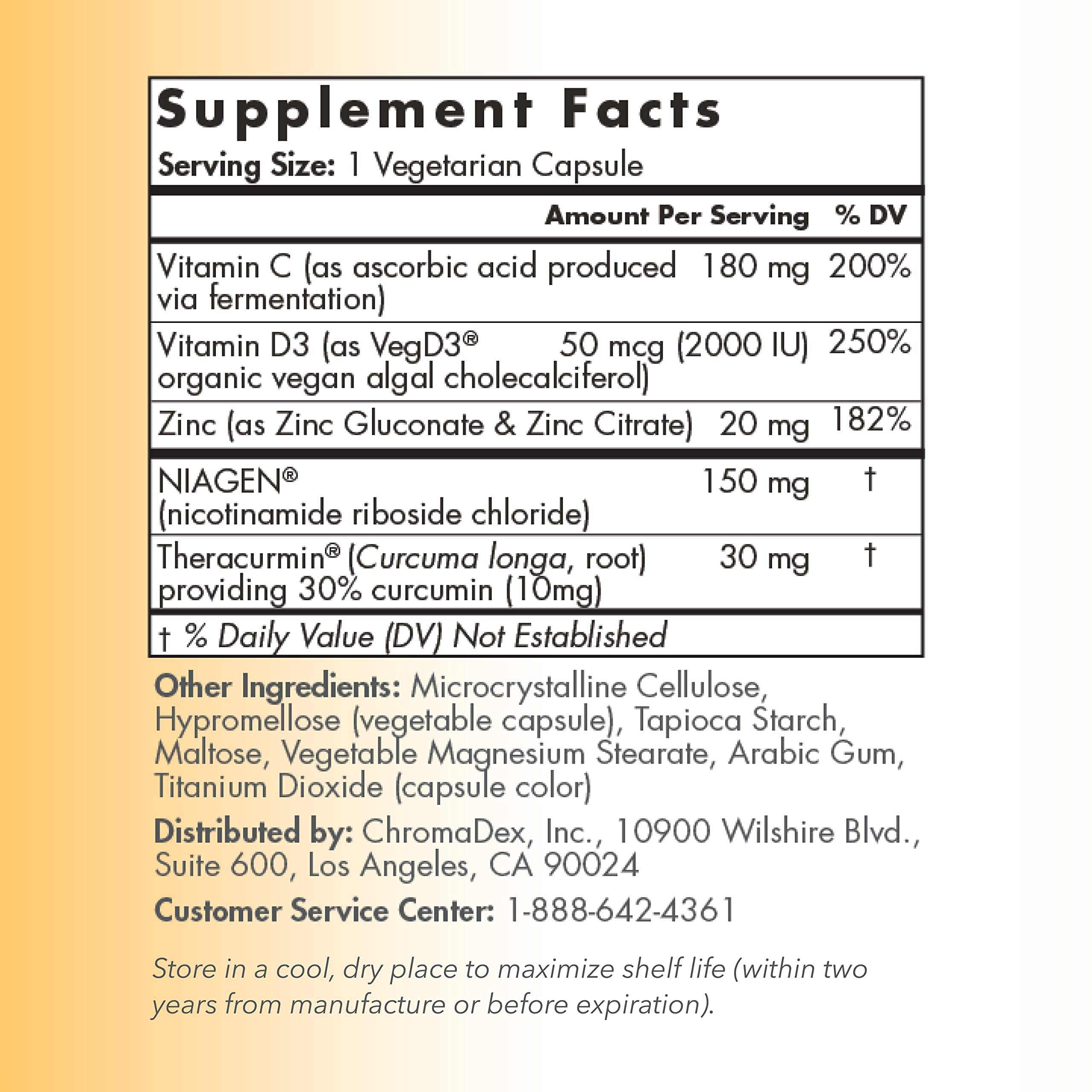 TRU NIAGEN Immune fermentation-derived vitamin C on label