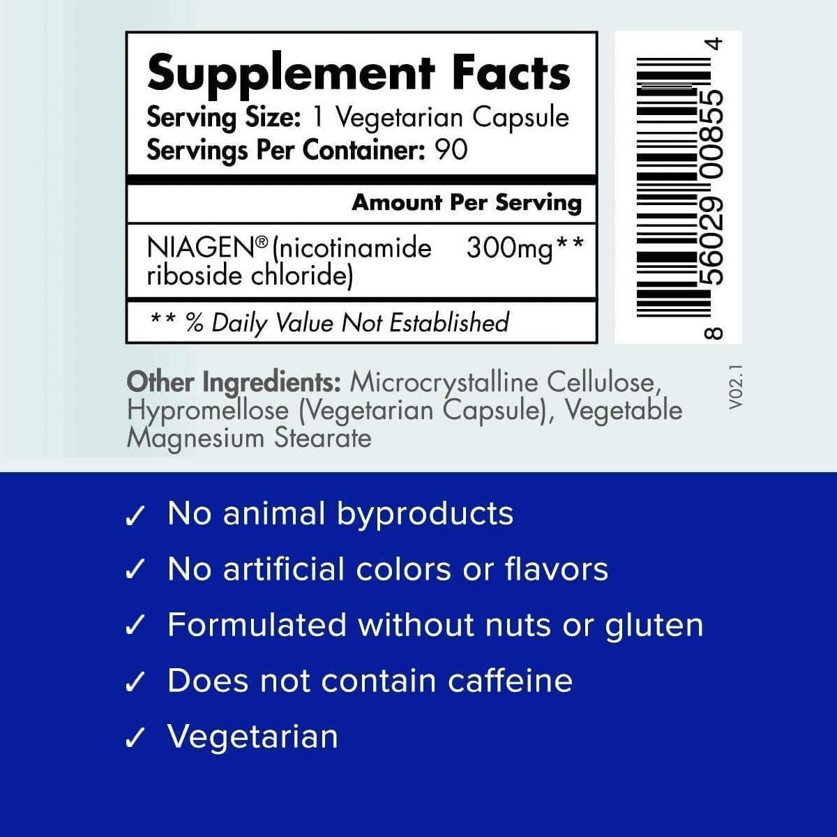 TRU NIAGEN supplement facts panel image