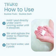 Pod dissolving in running water forming bubbles