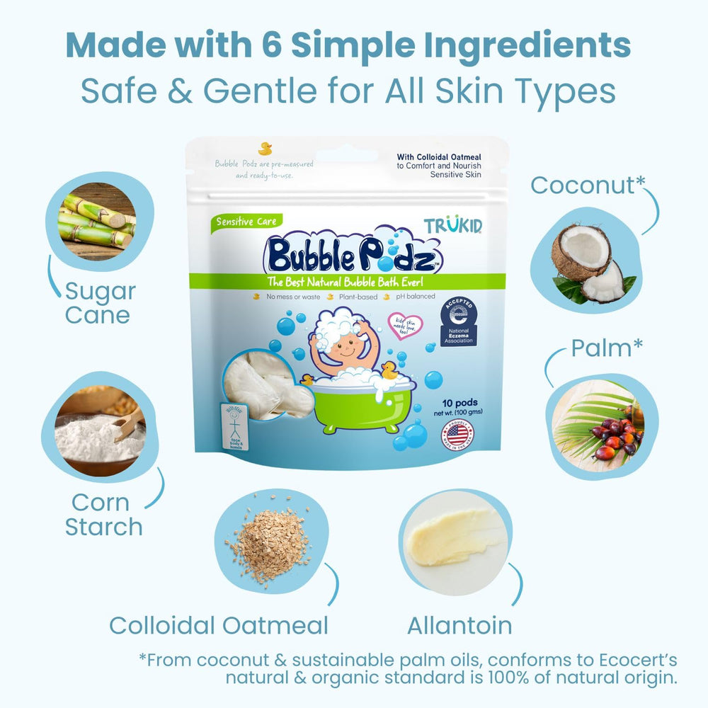 Eczema-friendly Bubble Podz for kids