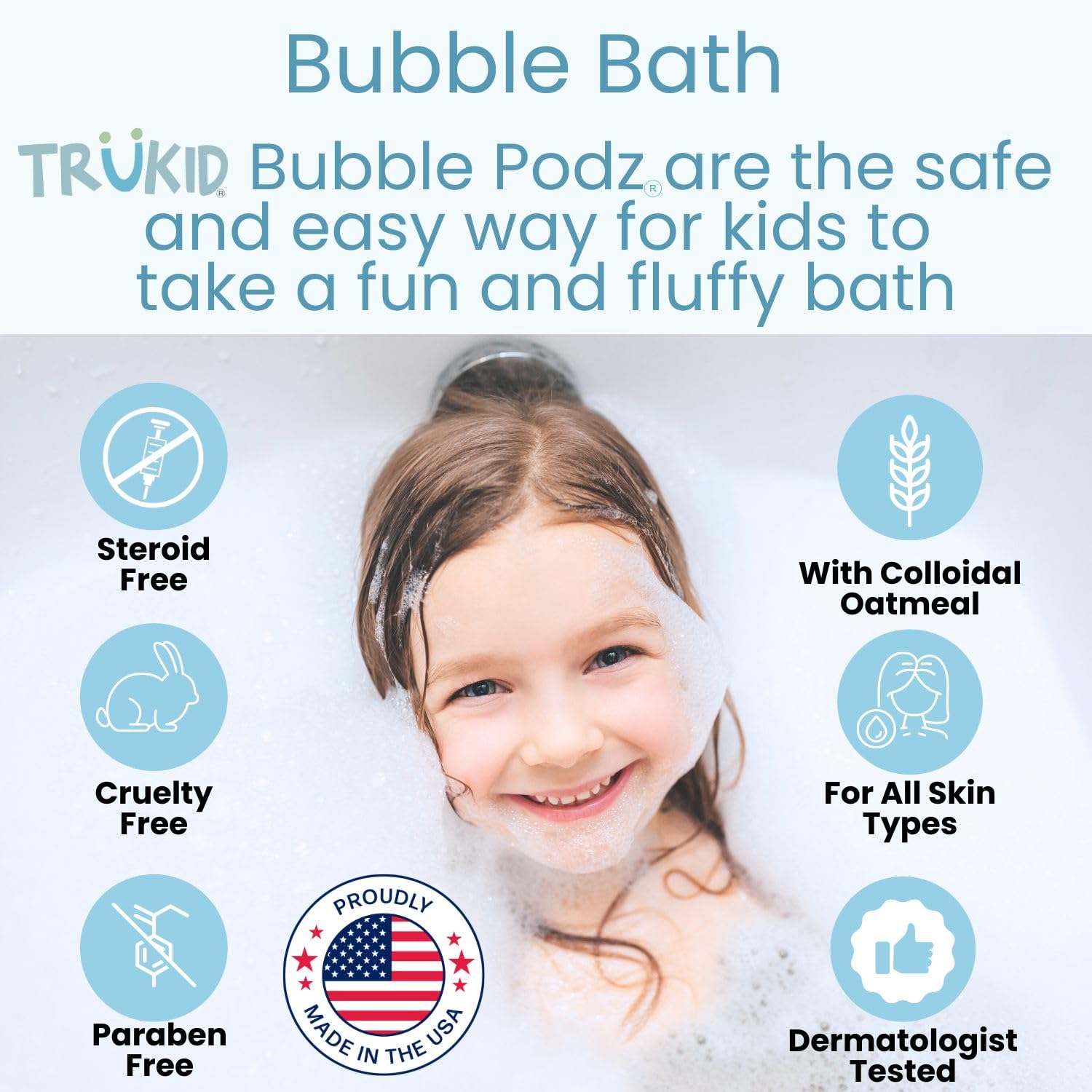 Tub filled with rich bubbles from Bubble Podz
