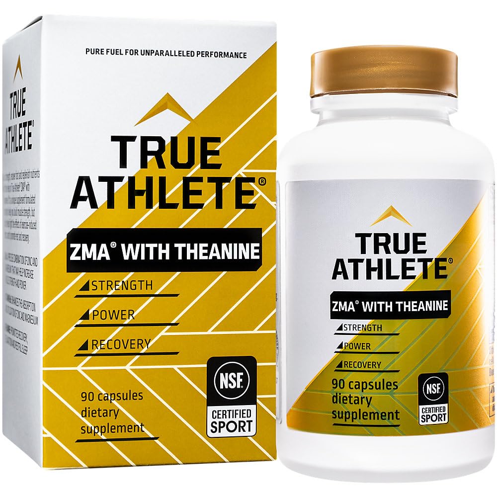 Back panel of True Athlete ZMA with Theanine bottle
