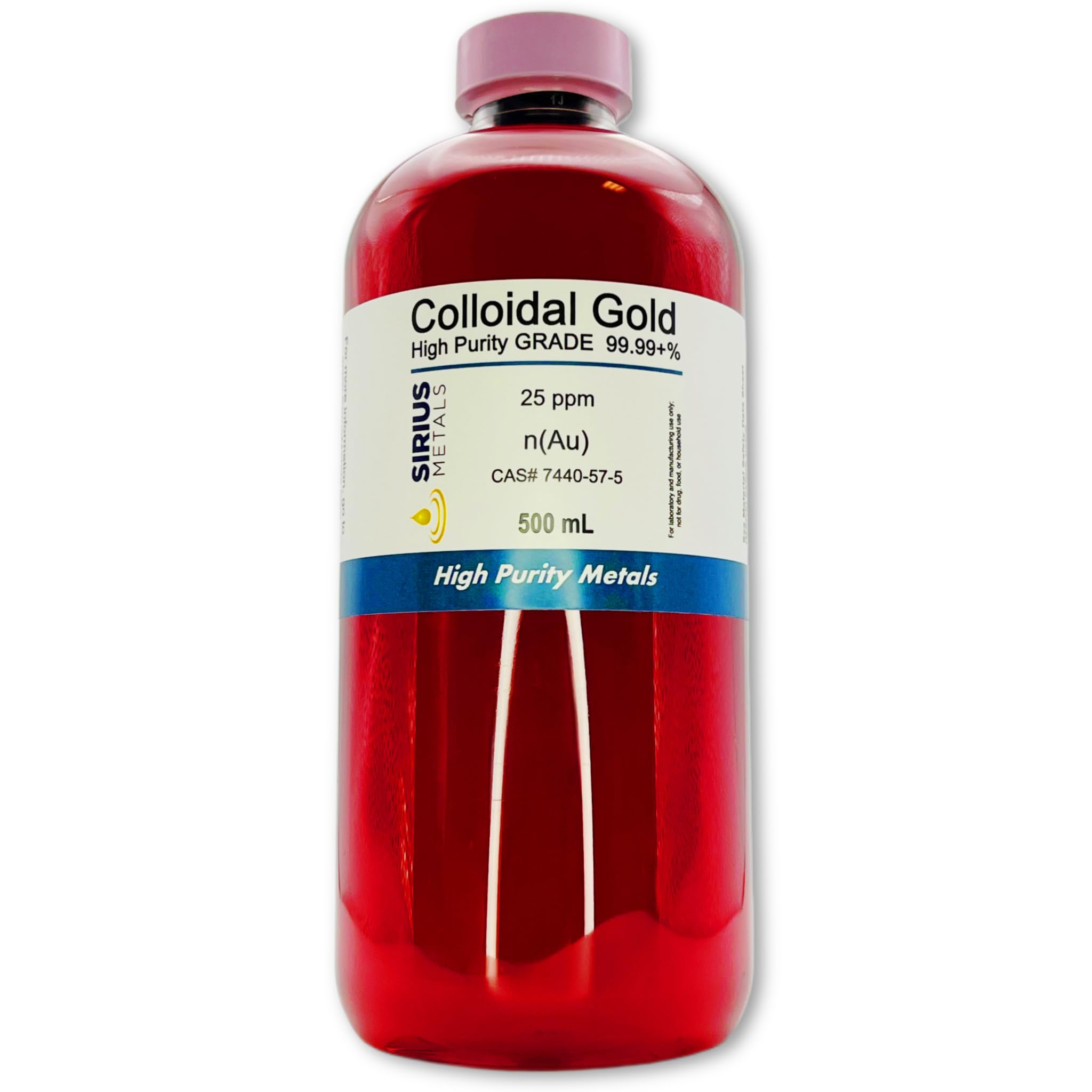 Bottle of True Colloidal Gold 25 ppm in a BPA-free clear bottle