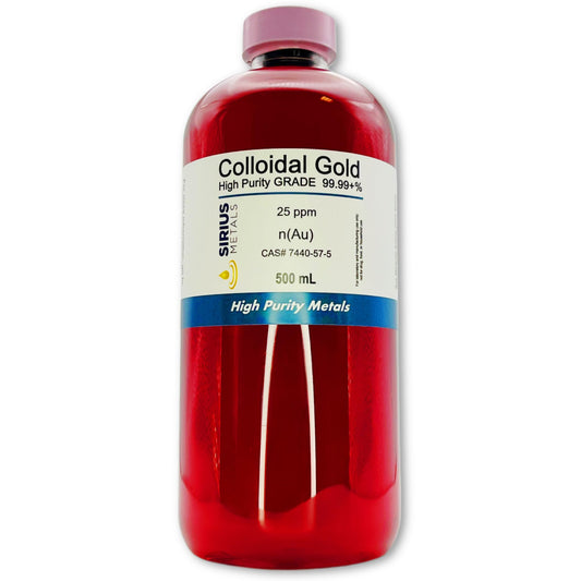 Bottle of True Colloidal Gold 25 ppm in a BPA-free clear bottle