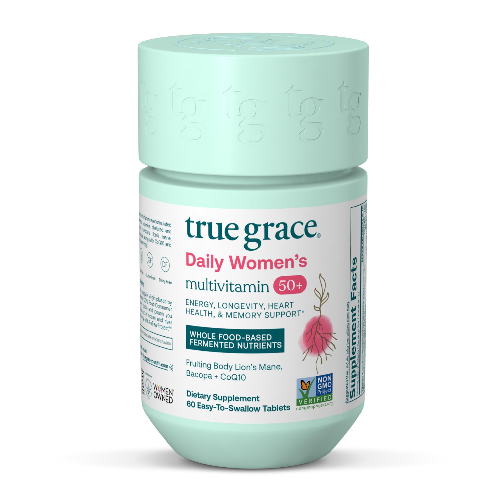 True Grace Daily Multivitamin 50+ bottle front showing daily immune and energy support potential.