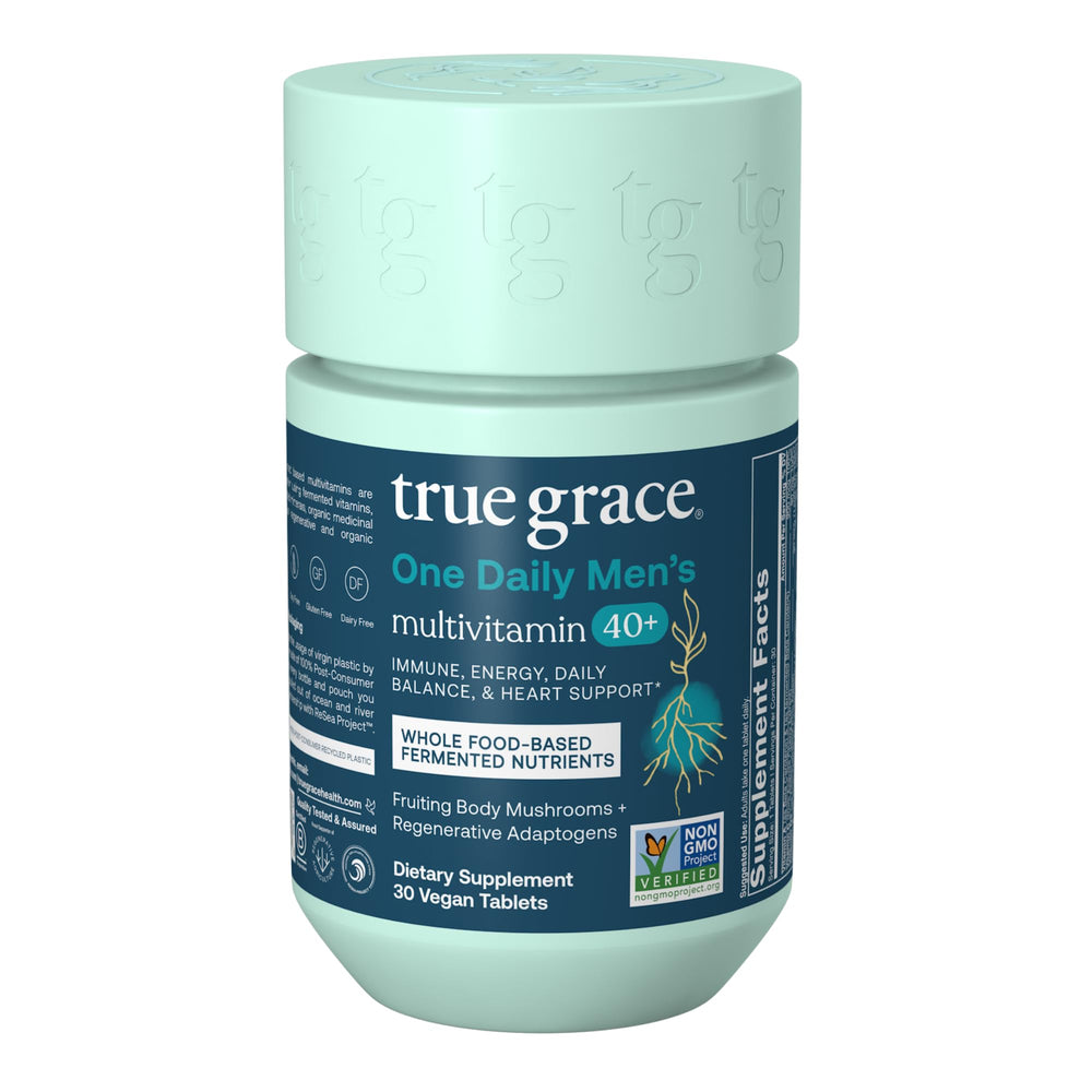 True Grace Men's 40+ multivitamin bottle label