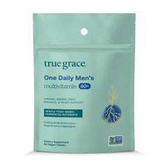 Front view of True Grace Men's 40+ Multivitamin bottle