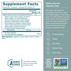 Close-up of organic mushrooms used in the formula