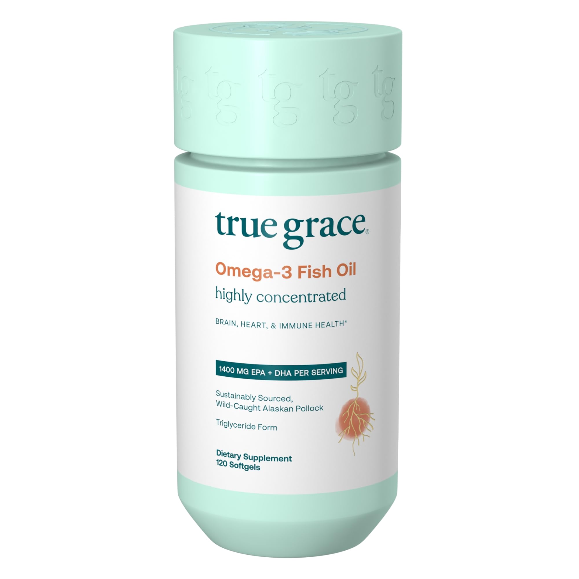 True Grace Omega-3 Fish Oil bottle with packaging