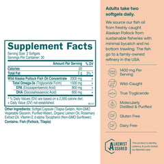 Close-up of label showing 1400 mg EPA+DHA per serving