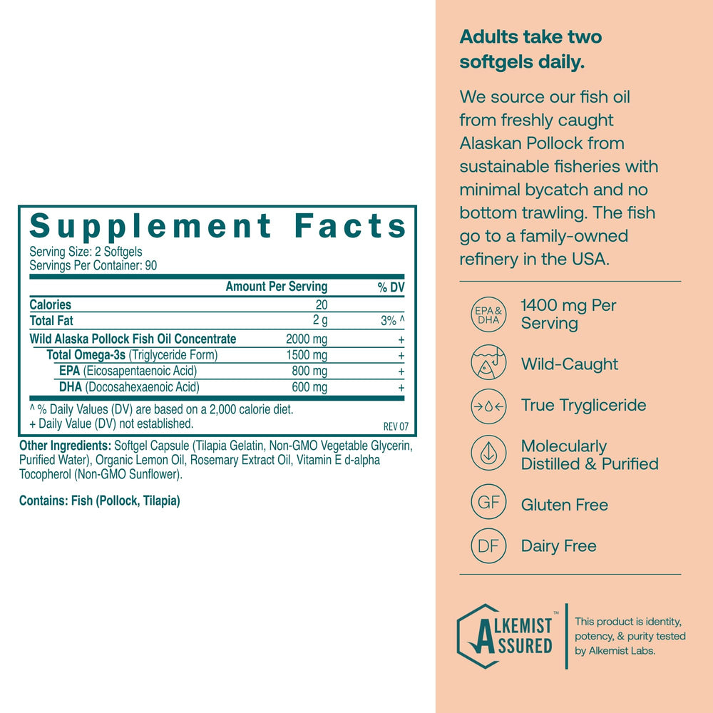 True Grace Omega-3 Fish Oil bottle - back label