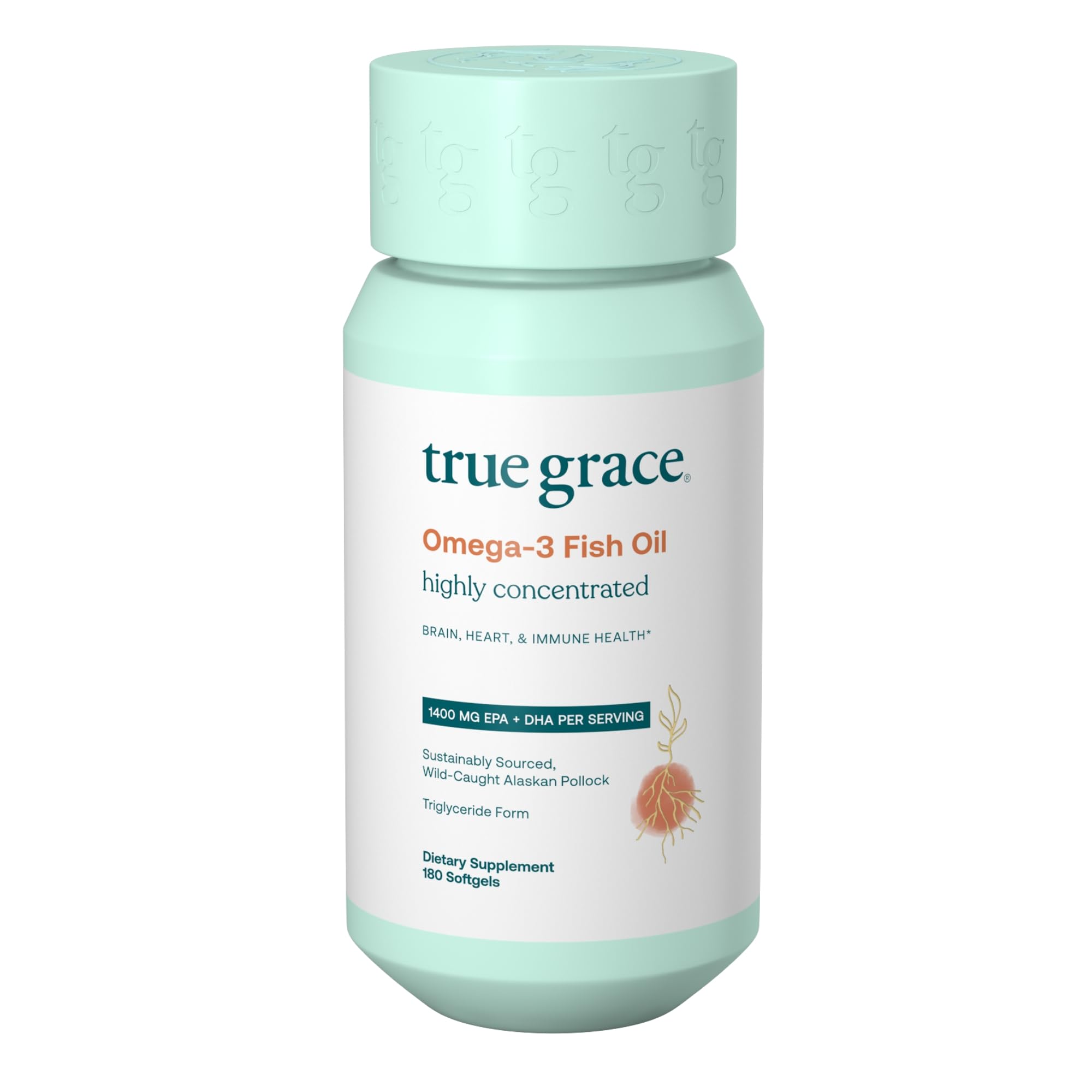True Grace Omega-3 Fish Oil bottle - front view
