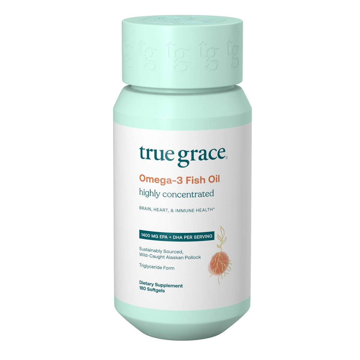 True Grace Omega-3 Fish Oil bottle - front view