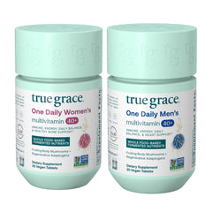 True Grace One Daily Men’s and Women’s 40+ Multivitamin Bundle – 30 vegan tablets per bottle