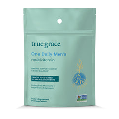 Front view of True Grace One Daily Men's Multivitamin bottle