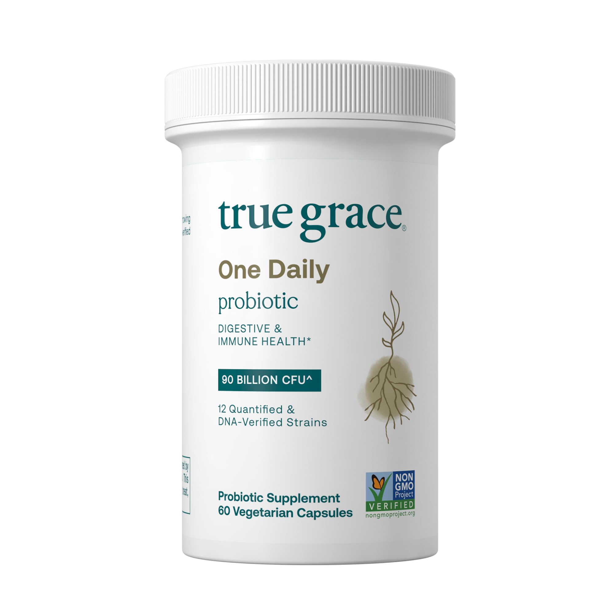Bottle of True Grace One Daily Probiotic with 90B CFU label