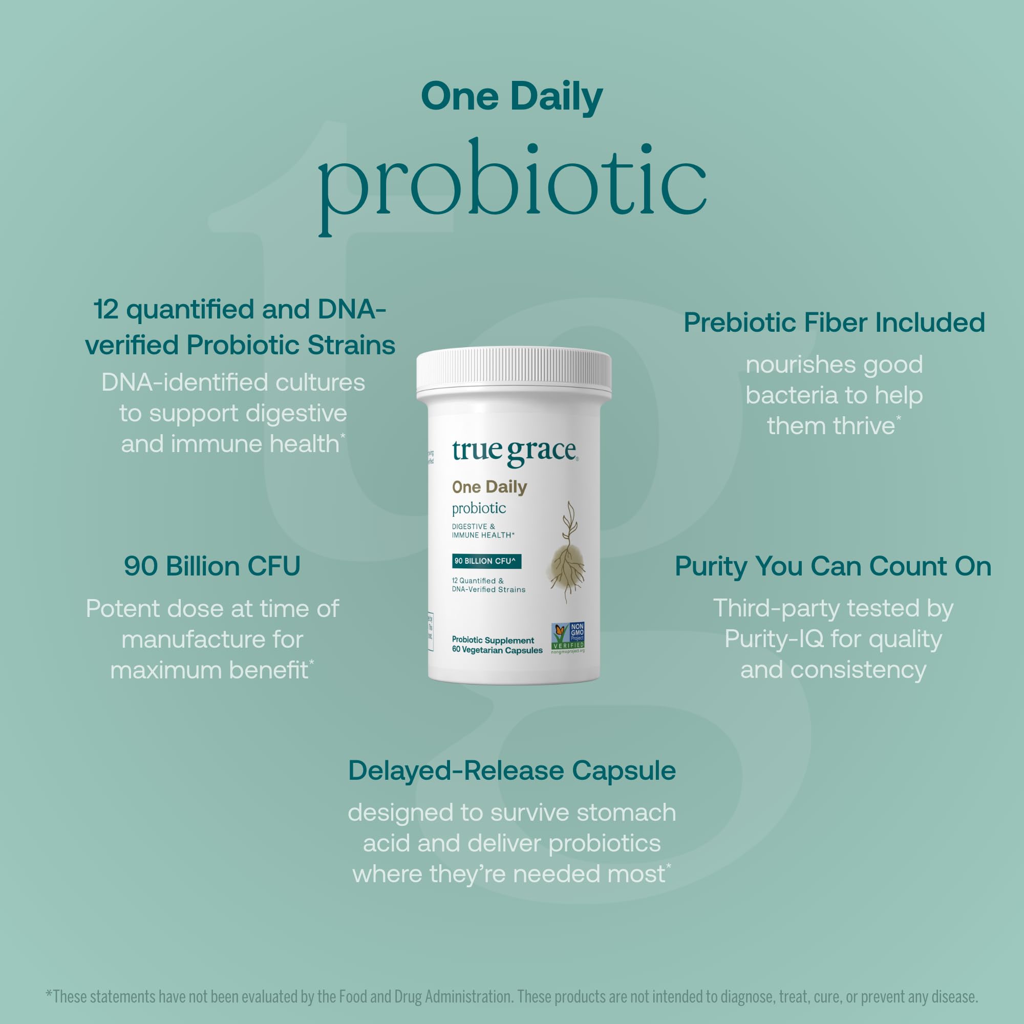 DNA verification stamp and probiotic strains graphic