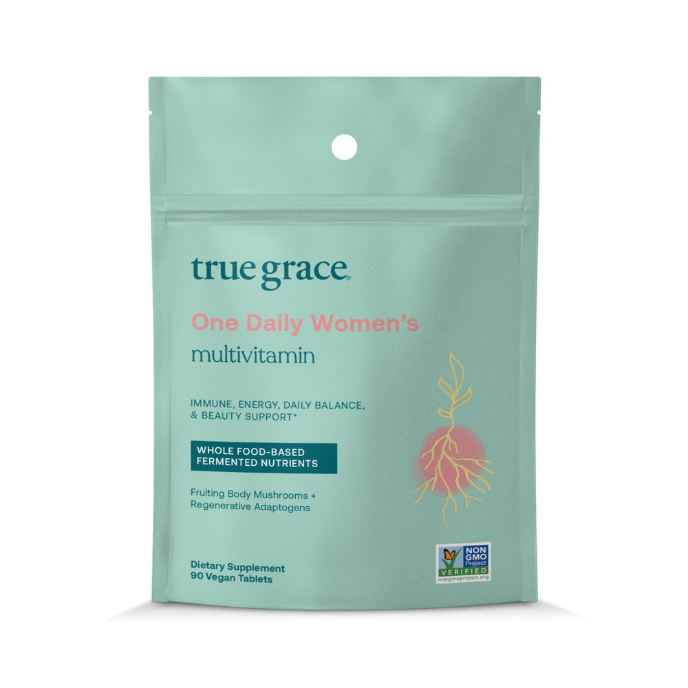 True Grace One Daily bottle showing balanced multivitamin for daily energy and wellness