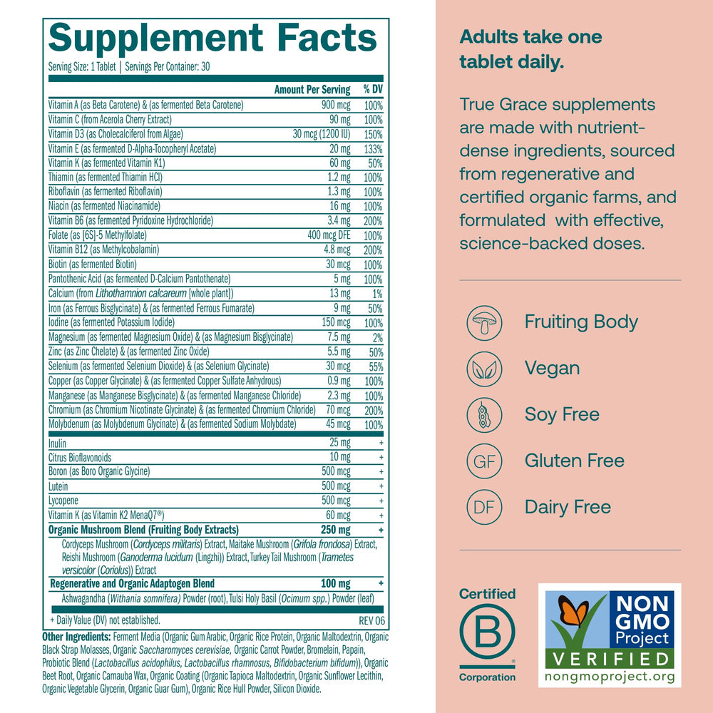Product label of True Grace One Daily Women’s Multivitamin
