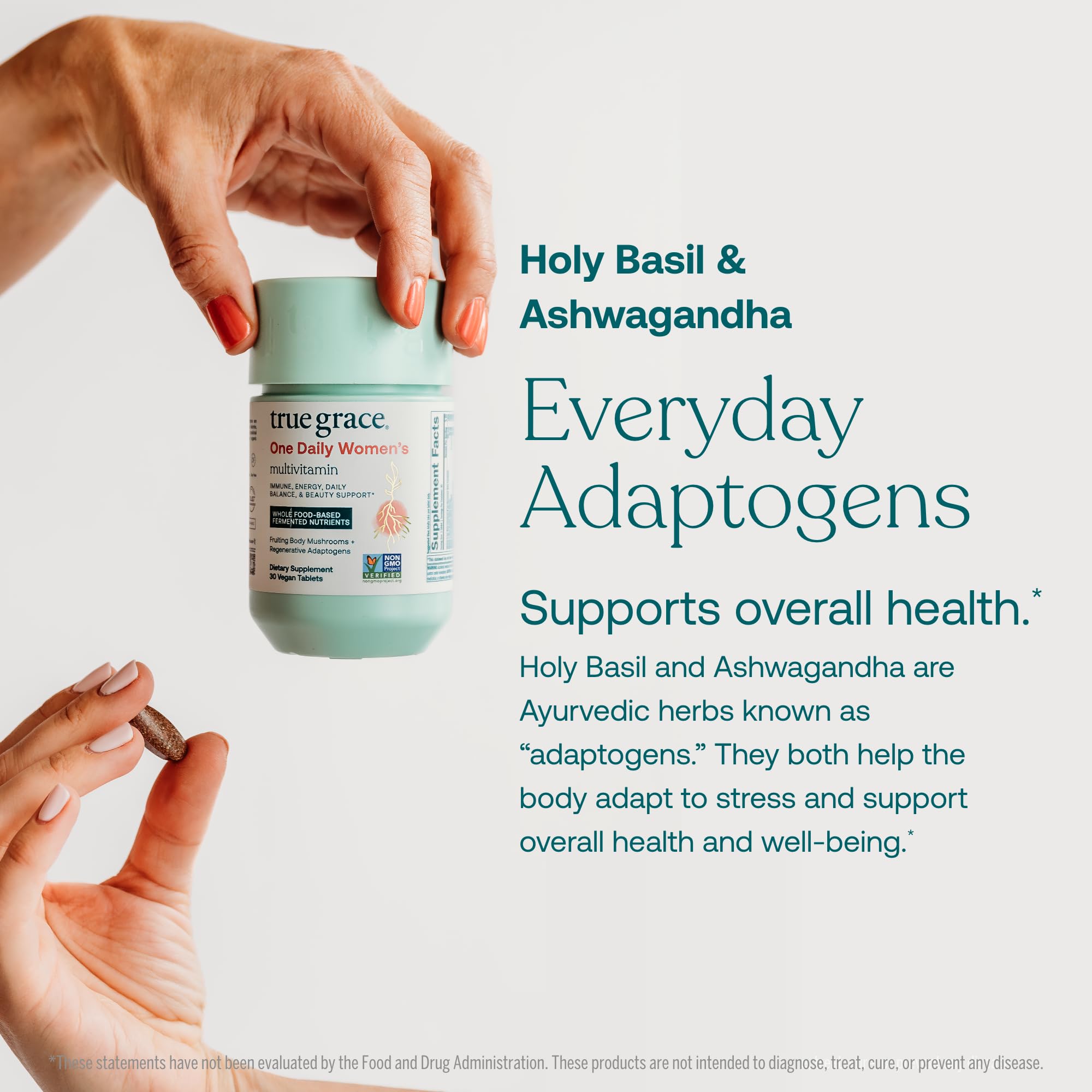 Organic adaptogens Holy Basil and Ashwagandha