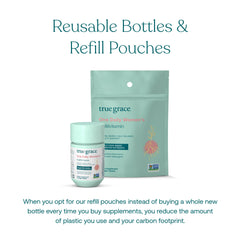 Refill pouch and recycled packaging for True Grace products