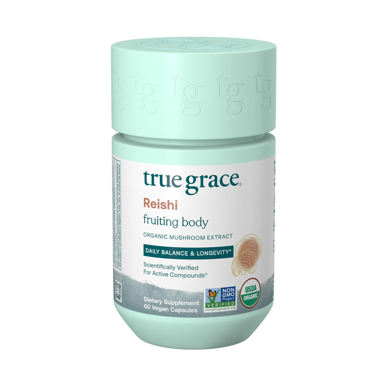 True Grace Reishi Daily Balance product bottle with capsules