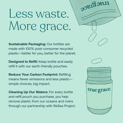True Grace sustainable refill pouch packaging illustrating eco-friendly care