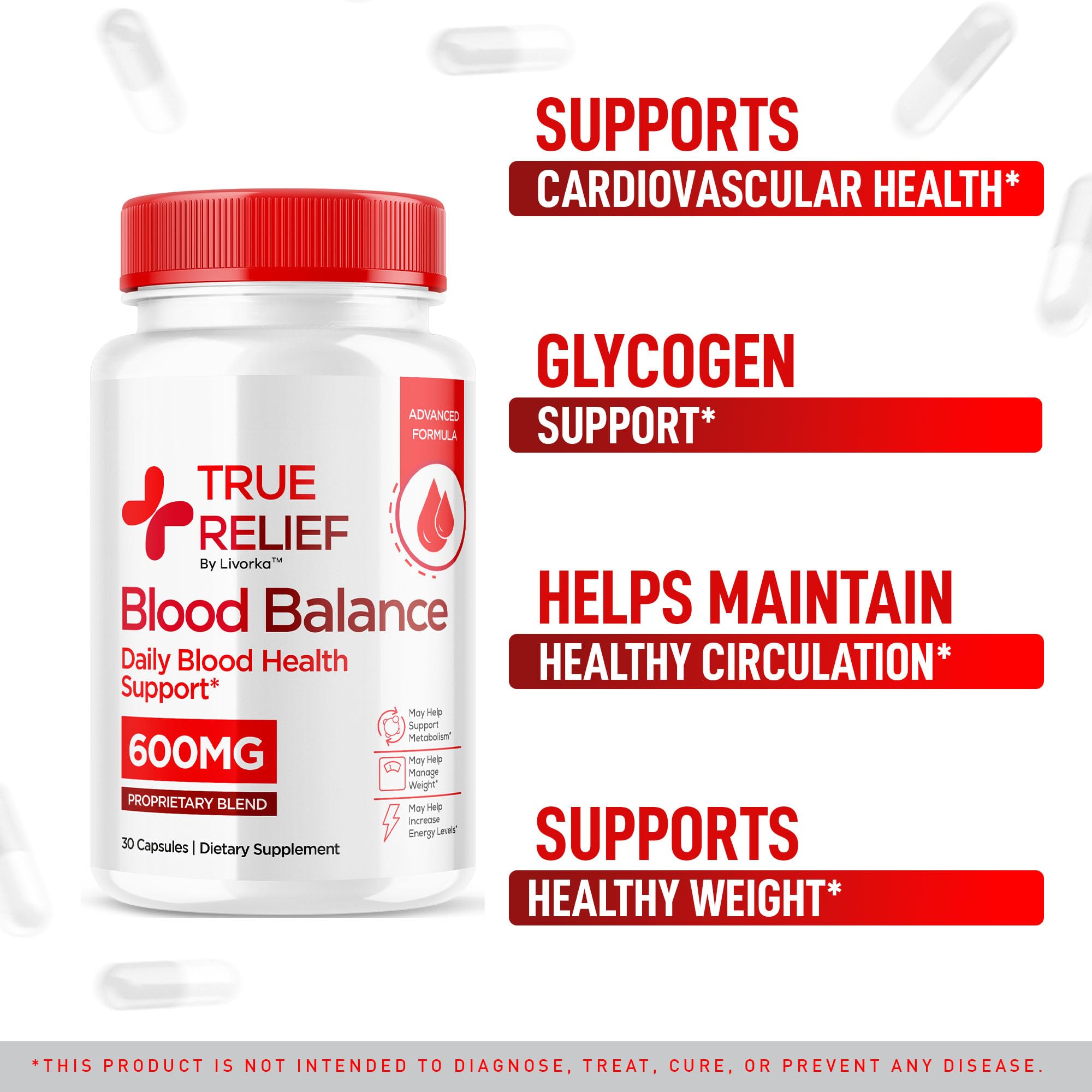Balance support label on True Relief packaging