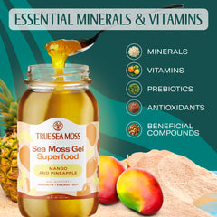 Close-up of TrueSeaMoss Sea Moss Gel texture with mango and pineapple