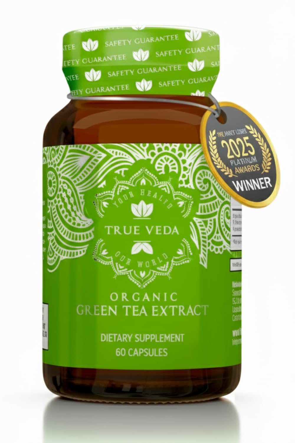 True Veda green tea extract capsules pack in a clean background for daily wellness.