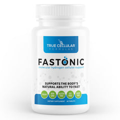 Bottle of True Cellular Formulas Fastonic Molecular Hydrogen supplement with 60 servings