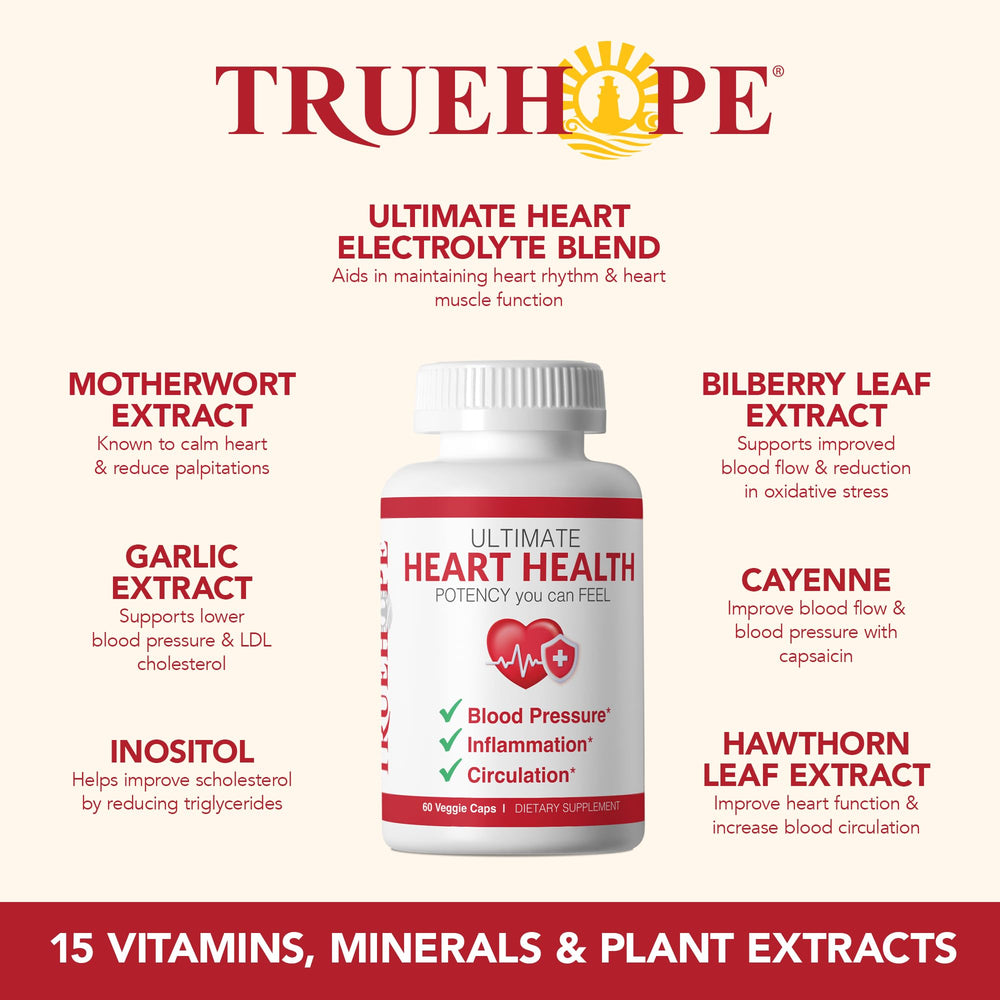 Heart health supplement bottle with health symbol
