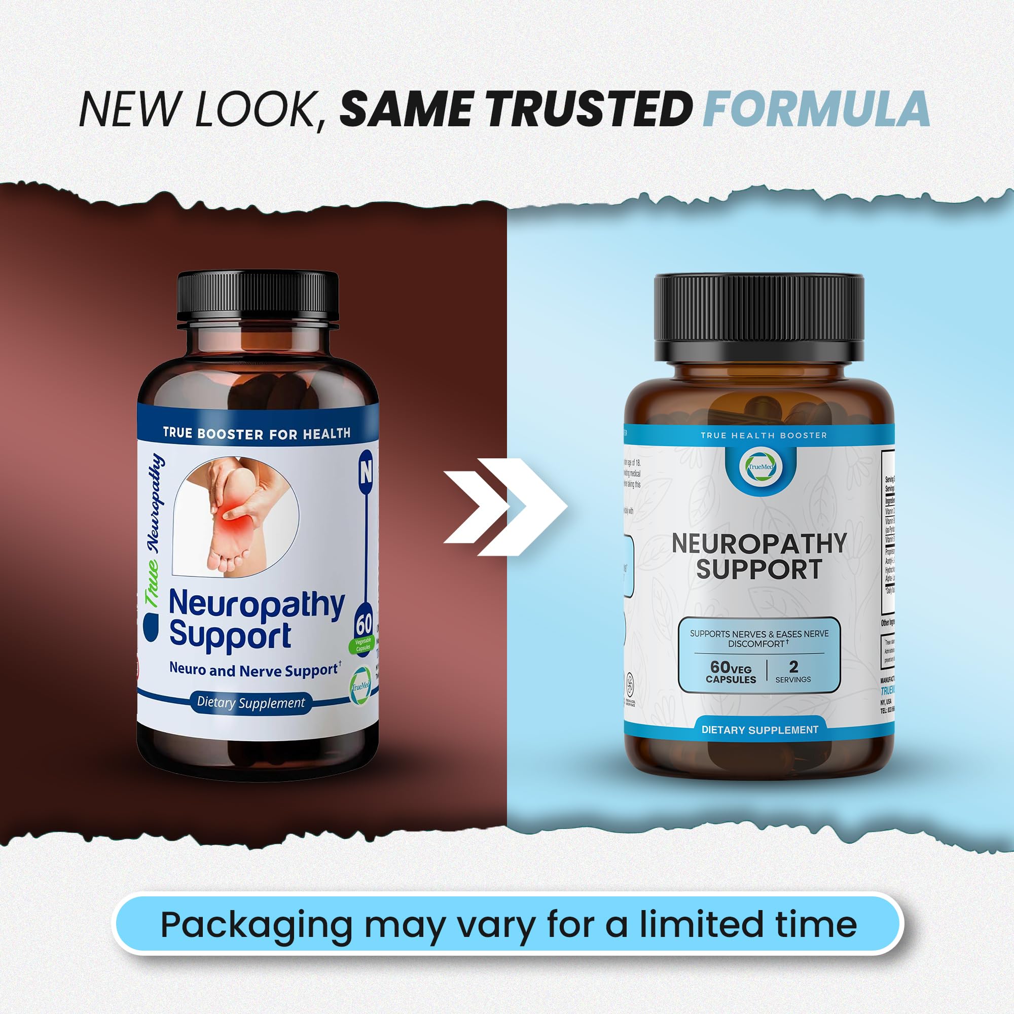60 vegetable capsules inside the TRUEMED bottle