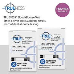 TRUENESS test strip close-up 1 μL sample for quick, precise readings.