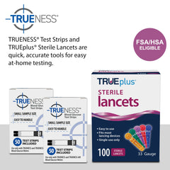 TRUENESS 100 lancets pack shown for quick, comfortable blood sampling