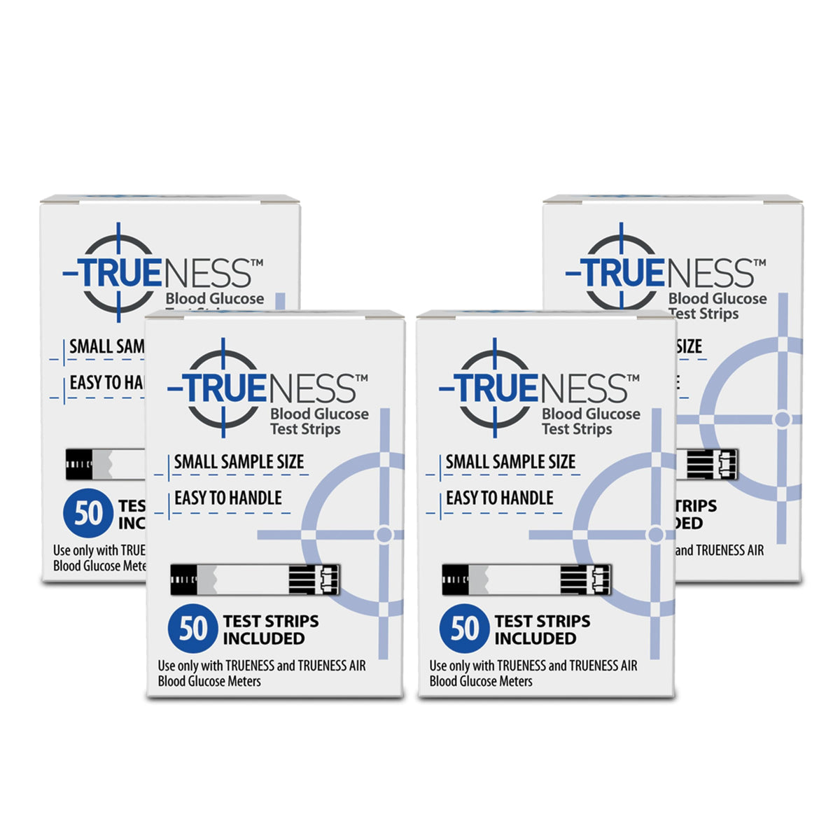 TRUENESS blood glucose test strips packaged 50-count for convenient home testing and monitoring