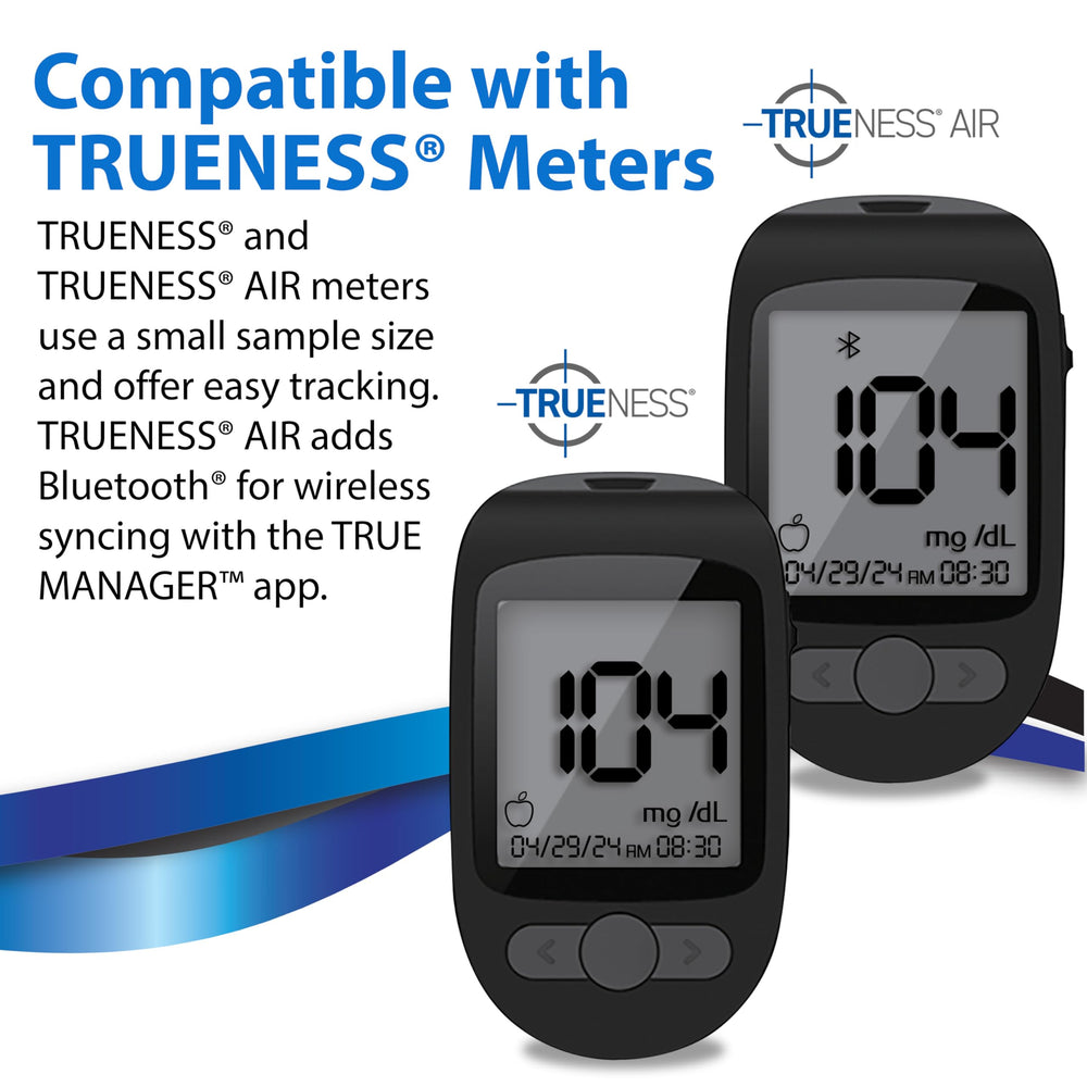 TRUENESS test strip closeup emphasizes precision indicators for readings