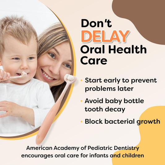 Apricot baby toothbrush side angle showing easy-grip handle