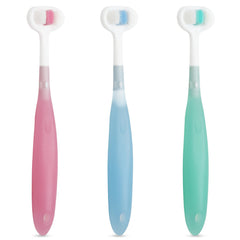 Trueocity Tooth Hugger extra-soft toddler toothbrush in red, green, and blue 3-pack