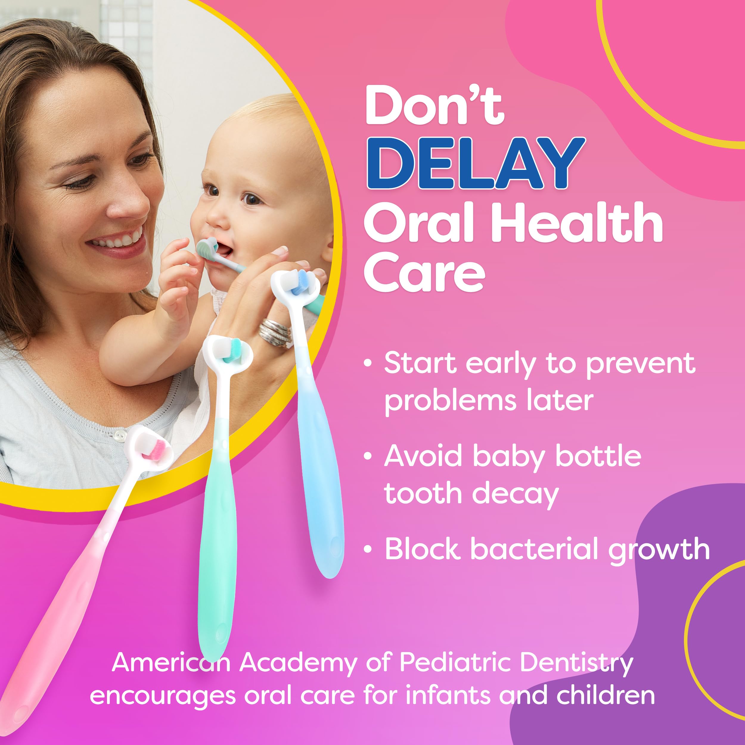 Infant-friendly toothbrush suitable for ages 6-12 months and up
