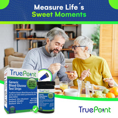 TruePoint home-use monitoring setup demonstrates simple daily glucose checks.
