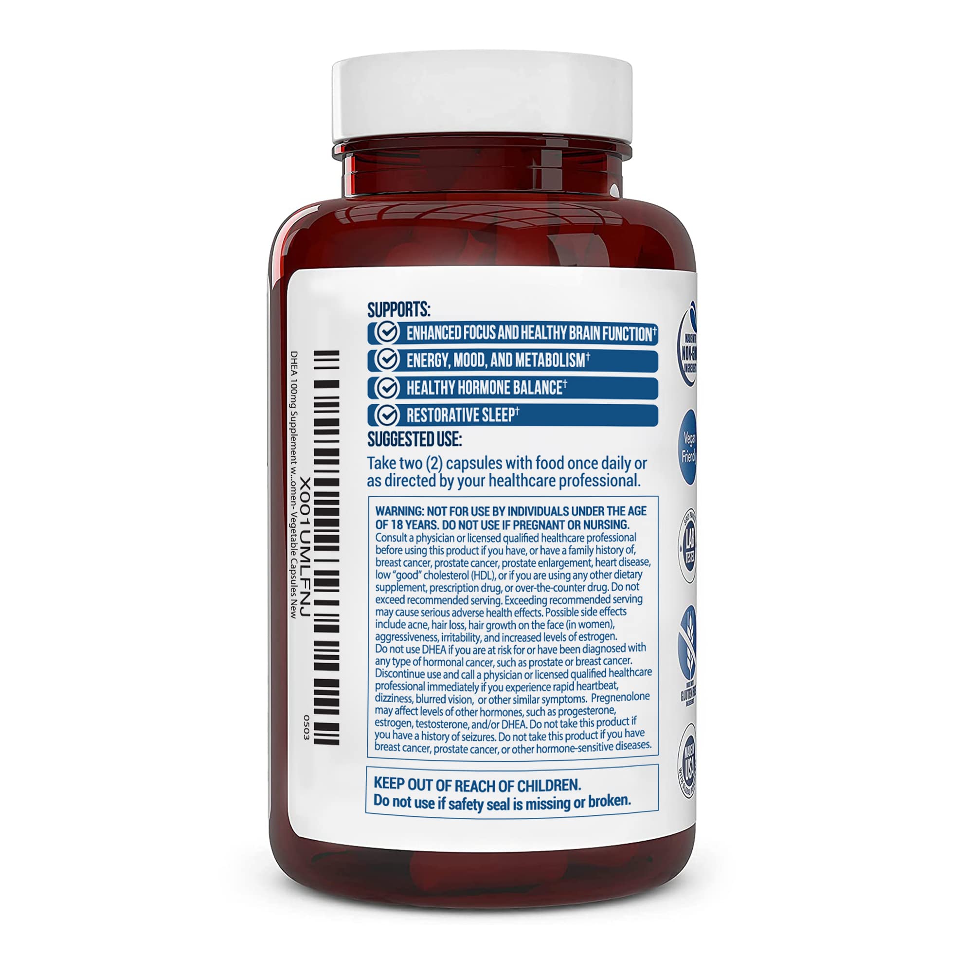 Box and bottle packaging of Truevantage DHEA Pregnenolone supplement